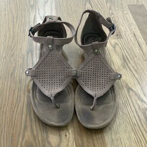 Koolaburra by Ugg Women's Light Brown Genuine Suede Brion Cork Wedge Sandals